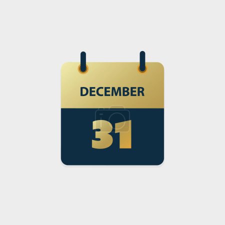 Ilustración de Diseño de página de calendario dorado para el día 31 de diciembre, último día del año - Ilustración vectorial - Imagen libre de derechos