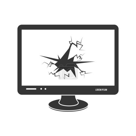 icono roto pantalla pc aislado
