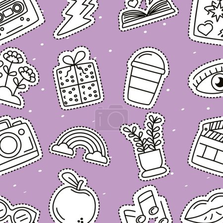 Ilustración de Paquete de pegatinas conjunto iconos patrón vector ilustración diseño - Imagen libre de derechos