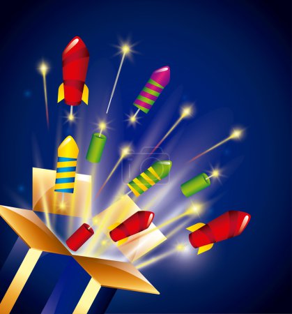 Ilustración de Diseño pirotécnico de fuegos artificiales, ilustración vectorial eps10 graphic - Imagen libre de derechos