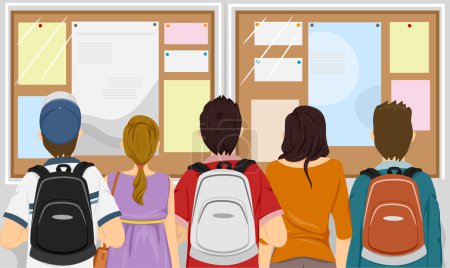 Photo for Illustration Featuring a Group of Students Gathered in Front of a Bulletin Board - Royalty Free Image