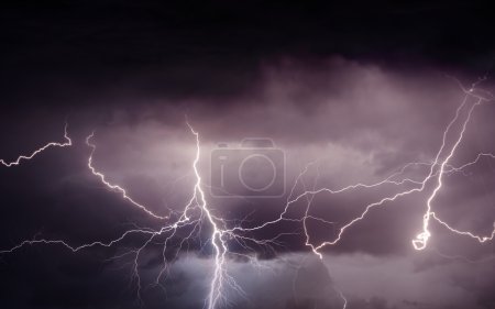 Photo for Heavy storm bringing thunder, lightnings and rain in spring. - Royalty Free Image