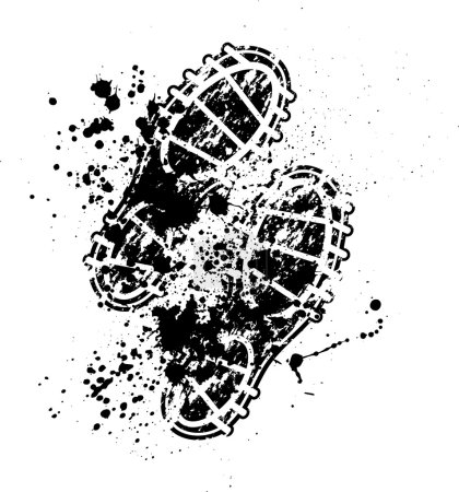 Illustration for Grunge shoes print with ink blots splash. eps10 - Royalty Free Image