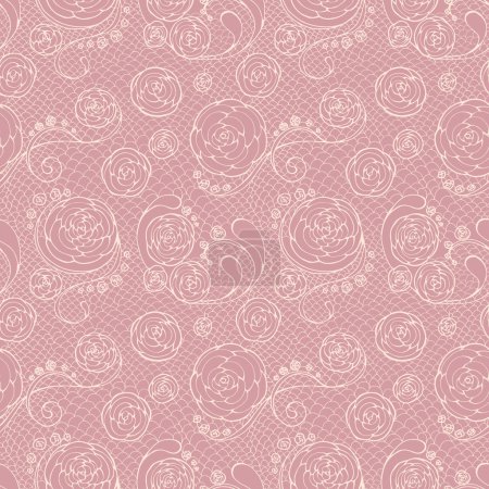 Illustration for Brown lace seamless floral pattern, vintage illusration - Royalty Free Image