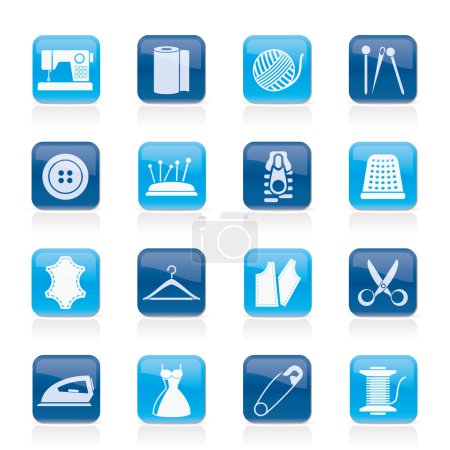 Equipos de costura y objetos iconos
