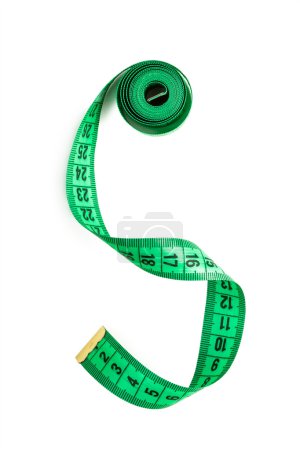 Photo for Green tailor measuring tape isolated on a white background - Royalty Free Image