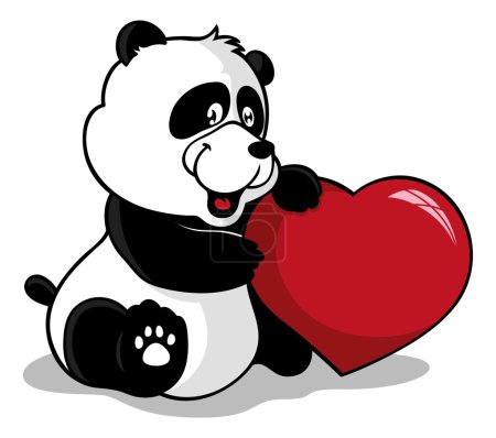 mignon panda tenant coeur 