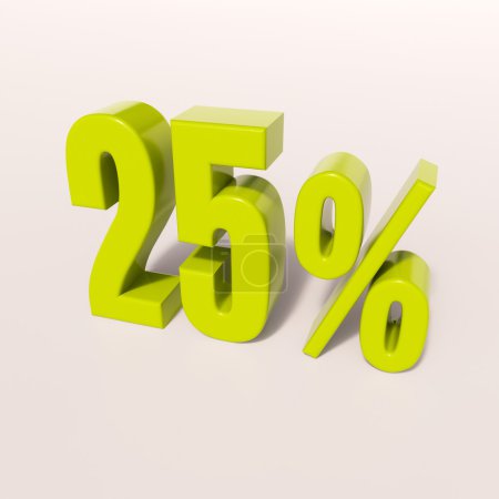 Photo for 3d render: green 25 percent, percentage discount sign on white, 25% - Royalty Free Image