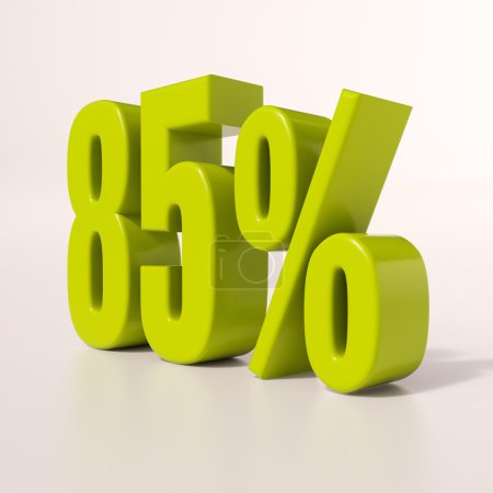 Photo for 3d render: green 85 percent, percentage discount sign on white, 85% - Royalty Free Image