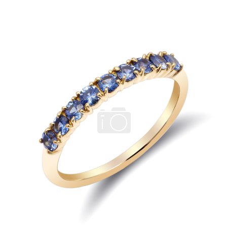 Photo for Natural sapphire ring on a white background - Royalty Free Image