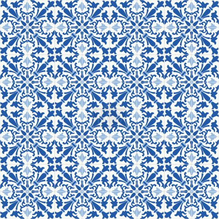 Azulejos portugueses ornamentados tradicionales. Patrón inconsútil vintage. Fondo abstracto. Ilustración vectorial
