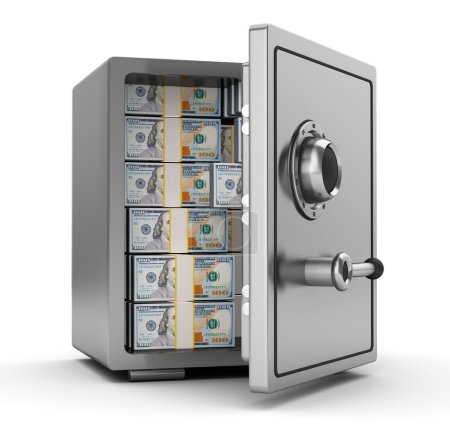 Photo for 3d illustration of steel safe full of dollars - Royalty Free Image