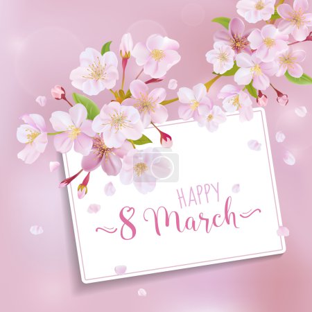 8 de marzo - Plantilla de tarjeta de felicitación del Día de la Mujer - en vector
