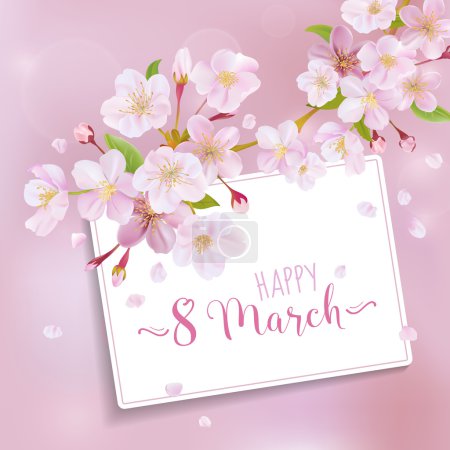 Illustration for 8 March - Women's Day Greeting Card Template - in vector - Royalty Free Image