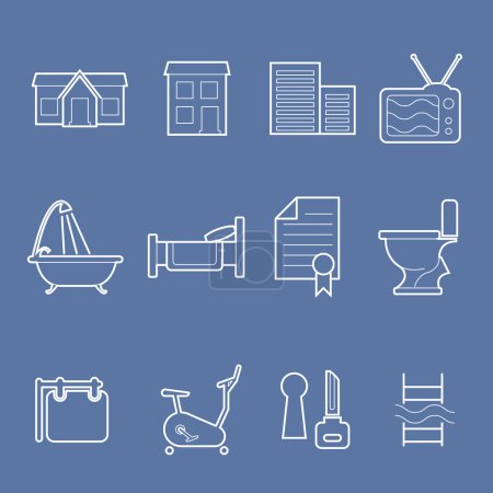 Real estate and accommodation amenities icons