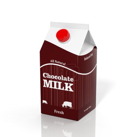 Photo for 3D choco milk carton box isolated on white - Royalty Free Image