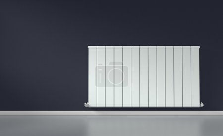 Photo for Room with a modern radiator on a dark wall (3d render) - Royalty Free Image