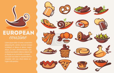 Illustration for European cousine, vector collection - Royalty Free Image