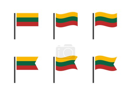 Ilustración de Conjunto de símbolos de bandera de la República de Lituania, iconos de bandera nacional de Lituania - Imagen libre de derechos
