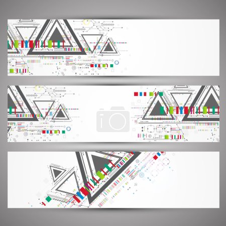 Ilustración de Conjunto de banners temáticos de tecnología web para su sitio web - Imagen libre de derechos