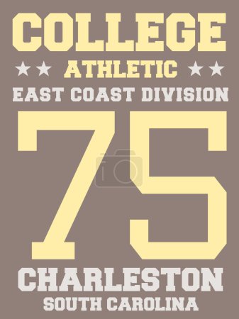 Illustration for Sports team jersey design - athletic t-shirt. East coast - Charleston, South Carolina. - Royalty Free Image