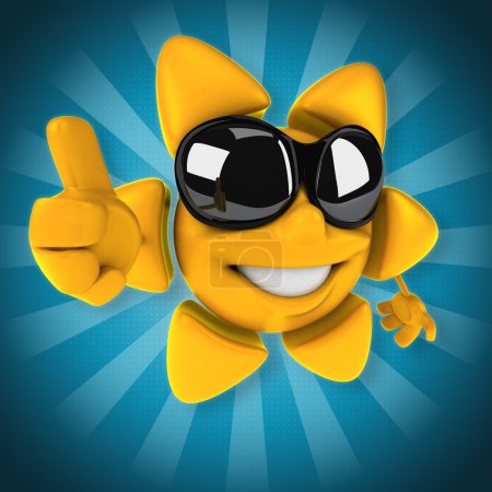 Photo for Fun cartoon sun over festive background - Royalty Free Image