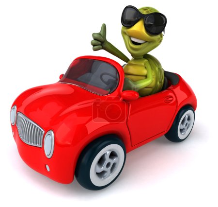 Tortuga divertida en coche
