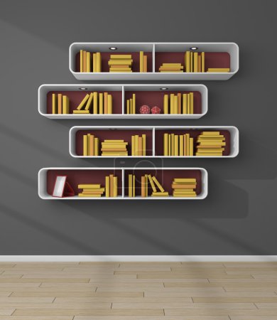 étagères de bibliothèque rendus 3d .