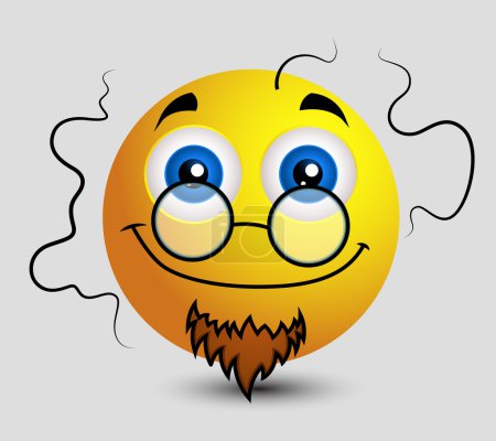 Illustration for Cartoon Happy Adult Professor Emoji Character Face Expression Vector Smiley - Royalty Free Image