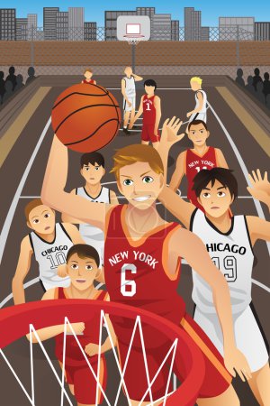 jóvenes jugando baloncesto 