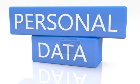 Photo for 3d render blue box with text Personal Data on it on white background with reflection - Royalty Free Image