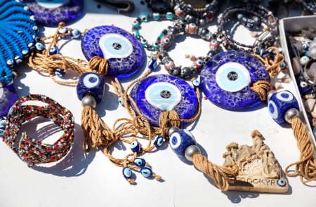 Photo for Evil eye nazar Turkish traditional amulet in the shop in Cappadocia, Turkey - Royalty Free Image