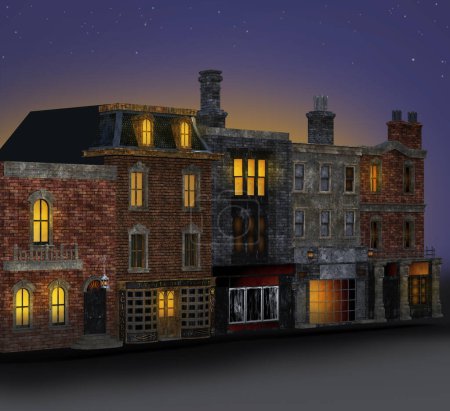 Calle victoriana por la noche