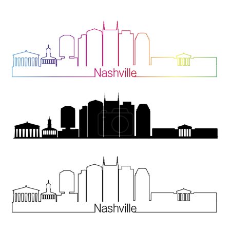 Nashville V2 skyline estilo lineal con arco iris
