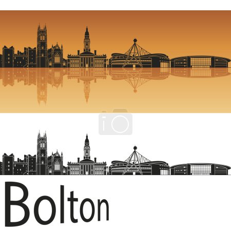 Téléchargez les illustrations : Bolton skyline en fond orange dans le fichier vectoriel modifiable - en licence libre de droit