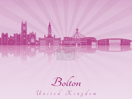 Téléchargez les illustrations : Bolton skyline en orchidée rayonnante violette dans le fichier vectoriel modifiable - en licence libre de droit