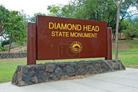 Photo for Diamond Head State Monument Park Sign close Honolulu on Oahu Hawaii - Royalty Free Image