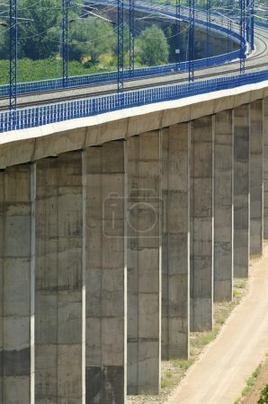 Photo for Viaduct in Calatayud, Saragossa, Aragon, Spain, AVE Madrid Barcelona. - Royalty Free Image