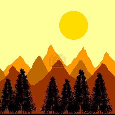 Photo for Mountains and fir trees by sunset. - Royalty Free Image