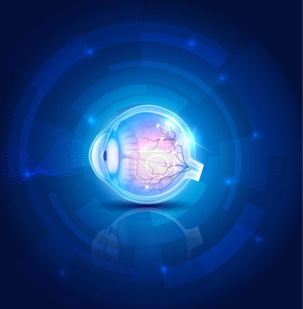 Visión ocular humana, fondo abstracto de la tecnología azul

