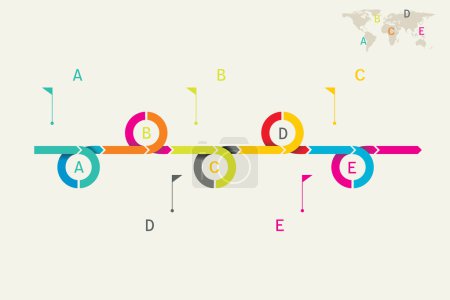 Ilustración de Diseño de línea de tiempo. Se puede utilizar para la disposición del flujo de trabajo; diagrama; opciones de número; opciones de intensificación; diseño web; plantilla de banner; infografía, línea de tiempo
. - Imagen libre de derechos