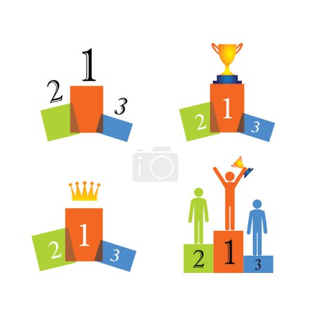 Téléchargez les illustrations : Concept icônes vectorielles de vainqueur, podium, succès. ce graphique représente également battre la concurrence, gagner la course, la performance, premier, deuxième, troisième, gloire, réalisation - en licence libre de droit