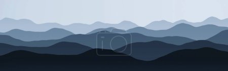 moderno plano de colinas crestas en las nubes digitalmente hecho ilustración de fondo