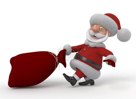 3d santa claus con una bolsa
