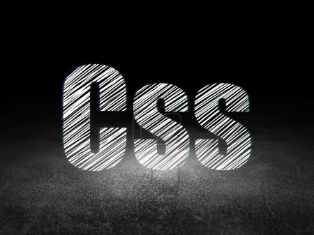 Photo for Software concept: Glowing text Css in grunge dark room with Dirty Floor, black background - Royalty Free Image