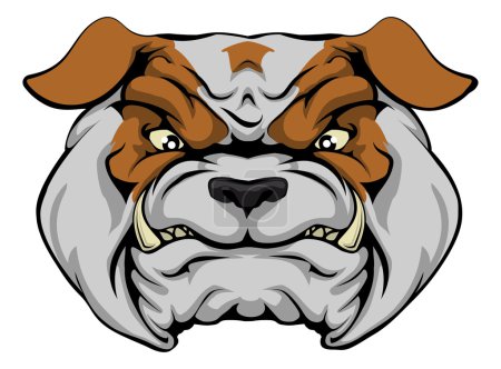 Illustration for A mean bulldog dog character or sports mascot staring forward - Royalty Free Image