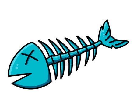 Peces muertos. Imagen fresca en contorno azul y negro para indicar escombros o problemas ambientales.
