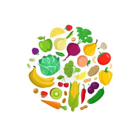 Composición redonda de verduras
.