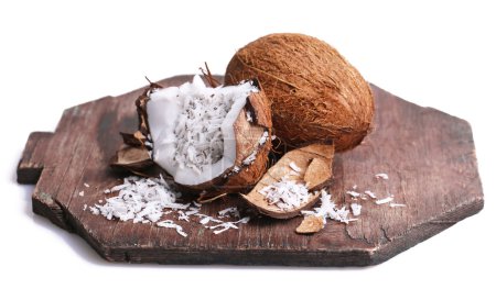 Photo for Coconut shavings in coconut isolated white - Royalty Free Image