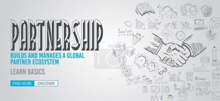 Concepto PartnerShip con estilo de diseño Doodle
